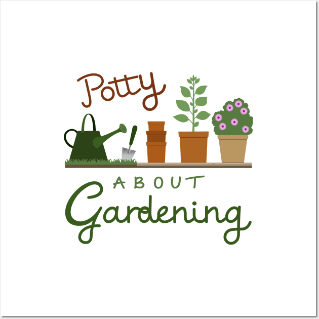 Potty About Gardening Illustrative Design Wall Art by NataliePaskell